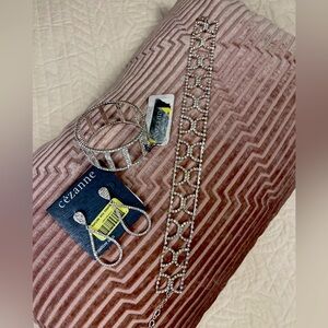 Cezanne Silver Rhinestone Jewelry Set choker bracelet earrings
